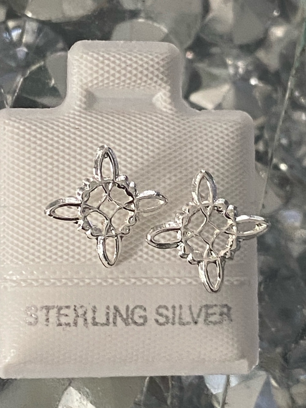 Delicate witches knot protection Sterling Silver 925 Stud Earrings -